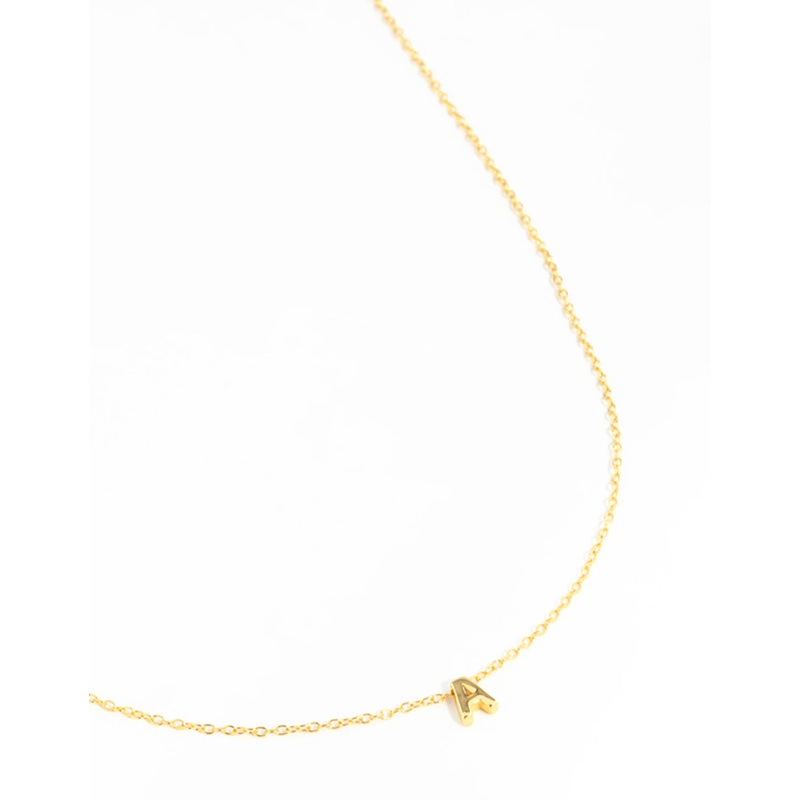 Gold Plated Sterling Silver Letter  A Necklace