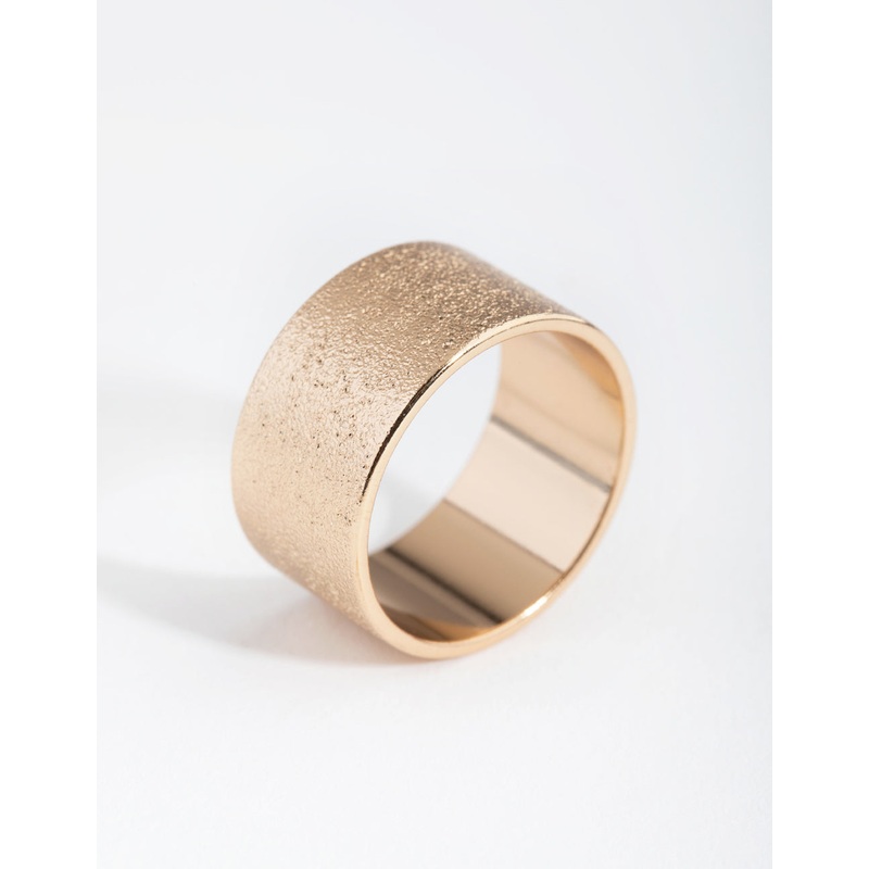 Gold Textured Wide Band Ring|SM|ML