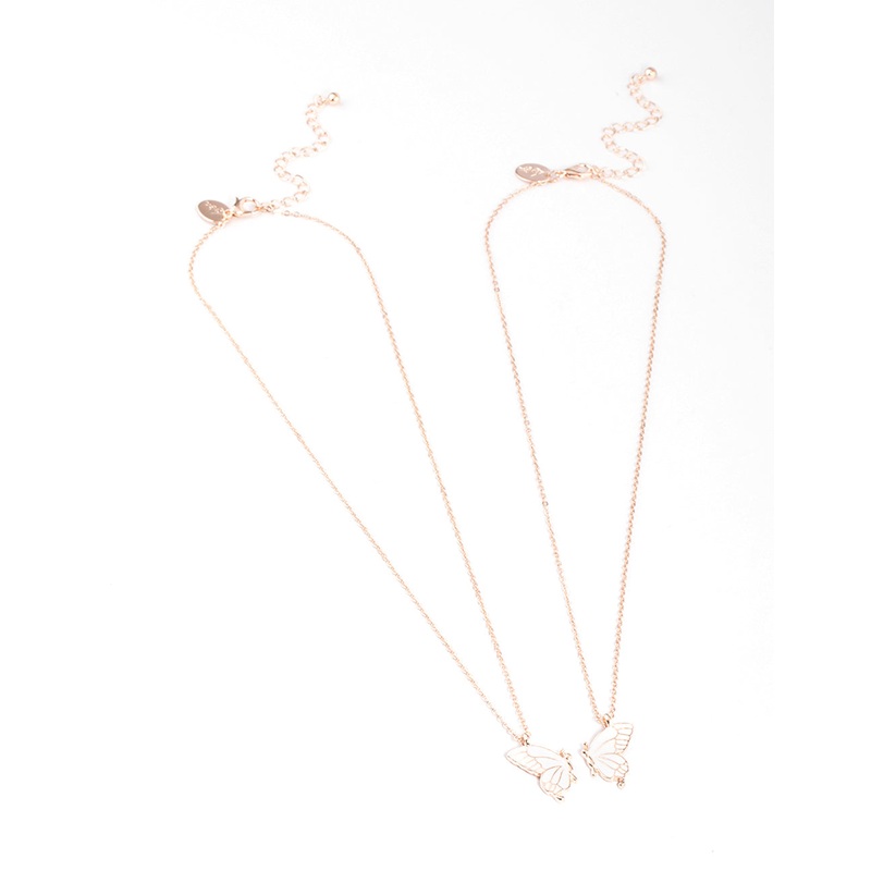 Rose Gold Best Friend Butterfly Necklace Pack