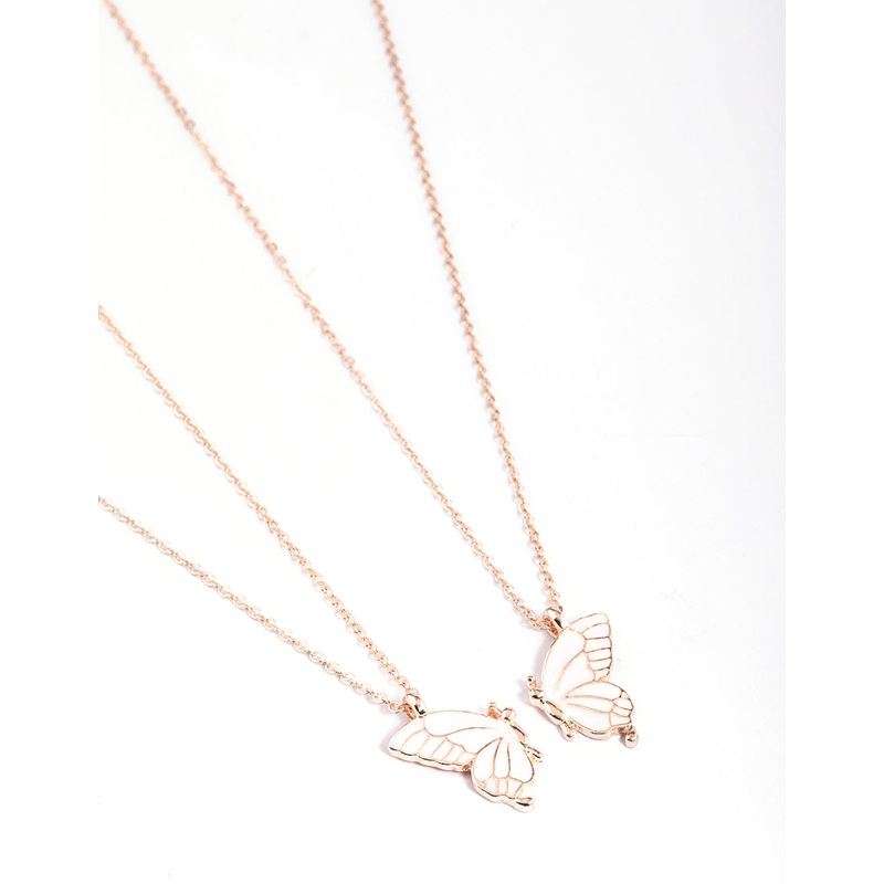 Rose Gold Best Friend Butterfly Necklace Pack