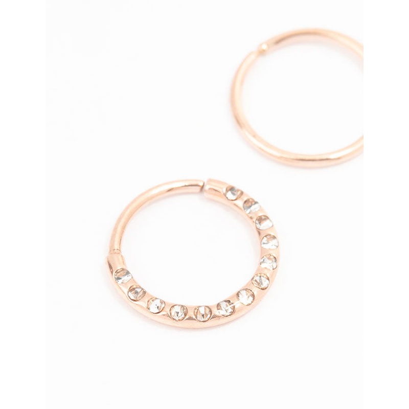 Rose Gold Plated Surgical Steel Textured Nose Rings 2-Pack