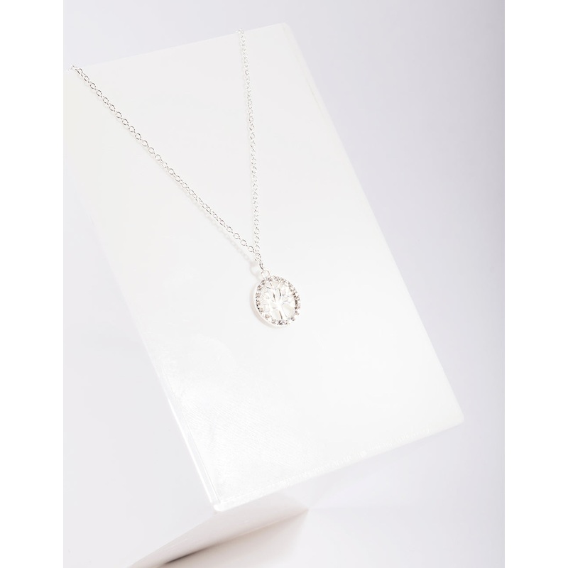 Sterling Silver Cubic Zirconia Lily Pendant Necklace