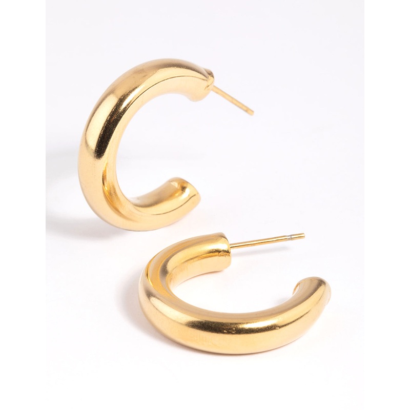 Waterproof Gold Plated Stainless Steel Medium Chunky Hoop Earrings