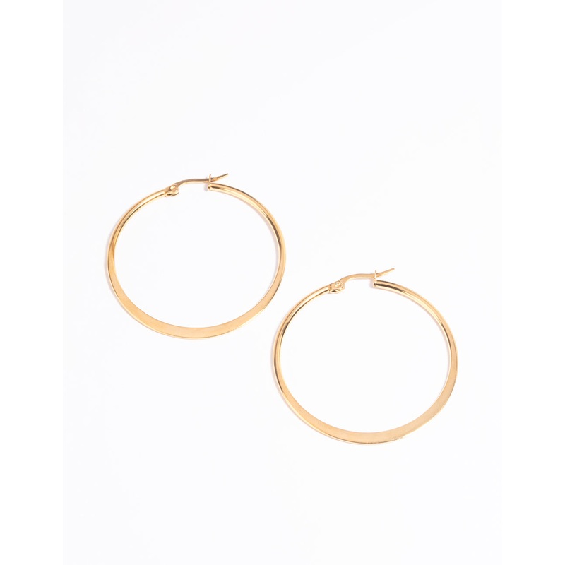 Waterproof Gold Plated Stainless Steel Thin Hoop Earrings
