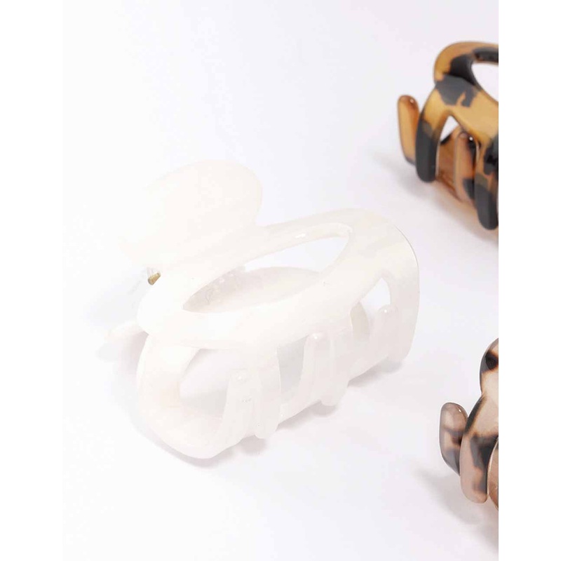 Acrylic Mini Oval Hair Claw Clip 3-Pack