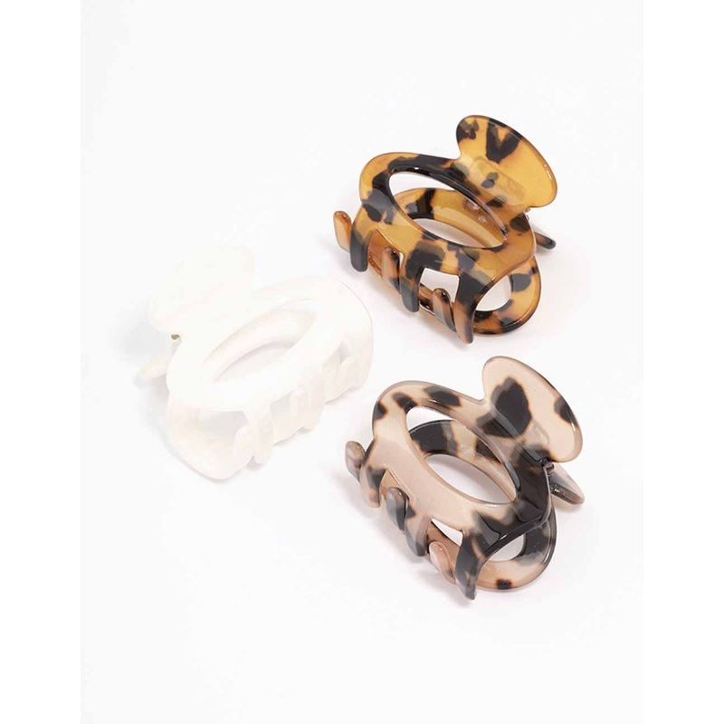 Acrylic Mini Oval Hair Claw Clip 3-Pack