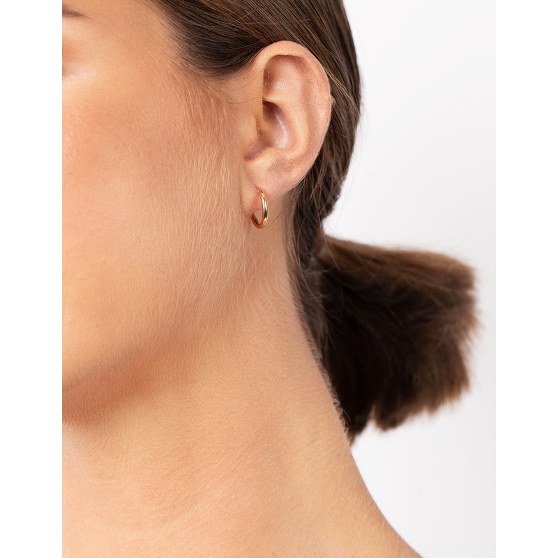 Gold Plated Sterling Silver 15x2MM Hoop Earrings