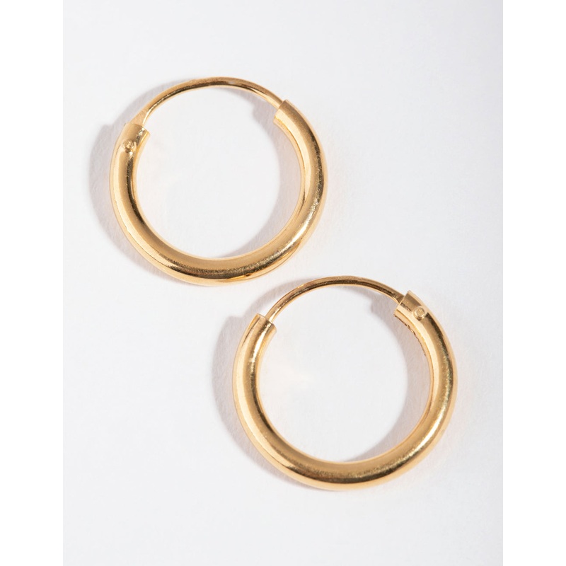 Gold Plated Sterling Silver 15x2MM Hoop Earrings