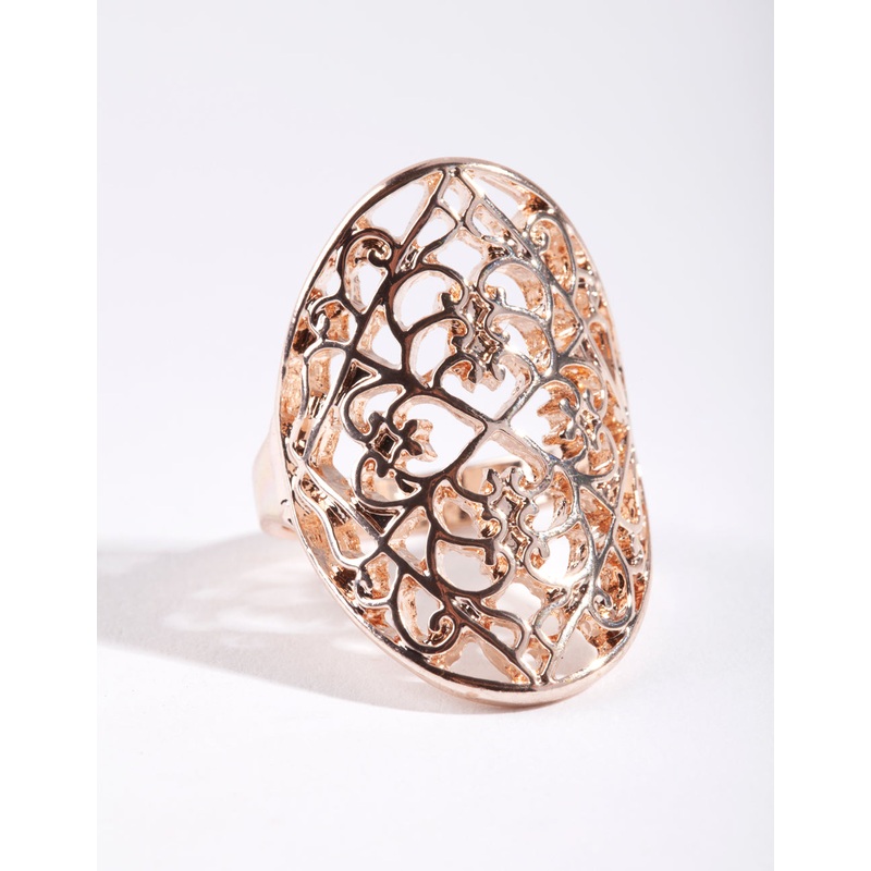 Rose Gold Filigree Shield Ring