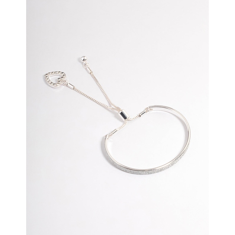 Silver Glitter Bangle Toggle Bracelet