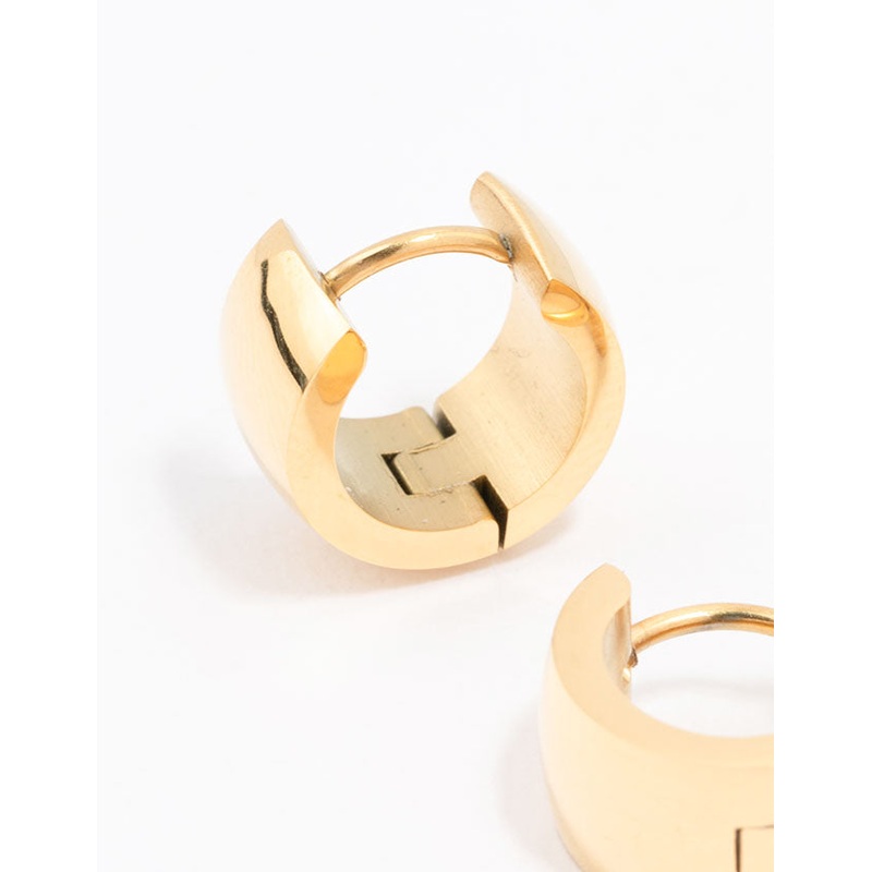 Waterproof Gold Plated Stainless Steel Huggie Hoop Earrings