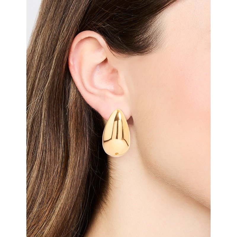 Waterproof Gold Plated Stainless Steel Large Teardrop Earrings