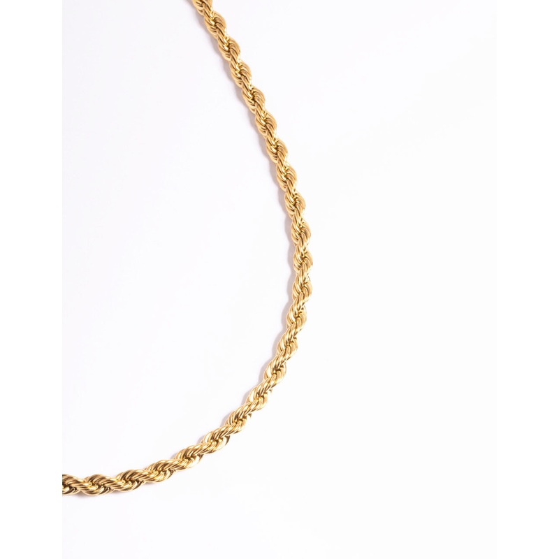 Waterproof Gold Plated Stainless Steel Thick Twist Chain Necklace