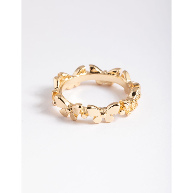 Gold Plated Butterfly Band Ring