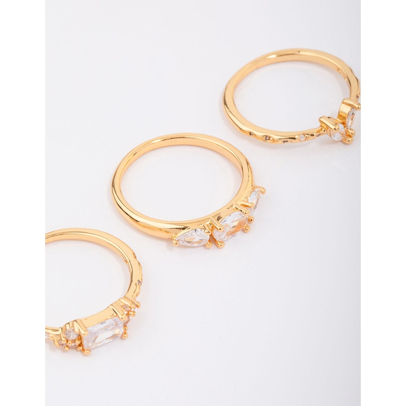 Gold Plated Butterfly Stacking Ring 3-Pack