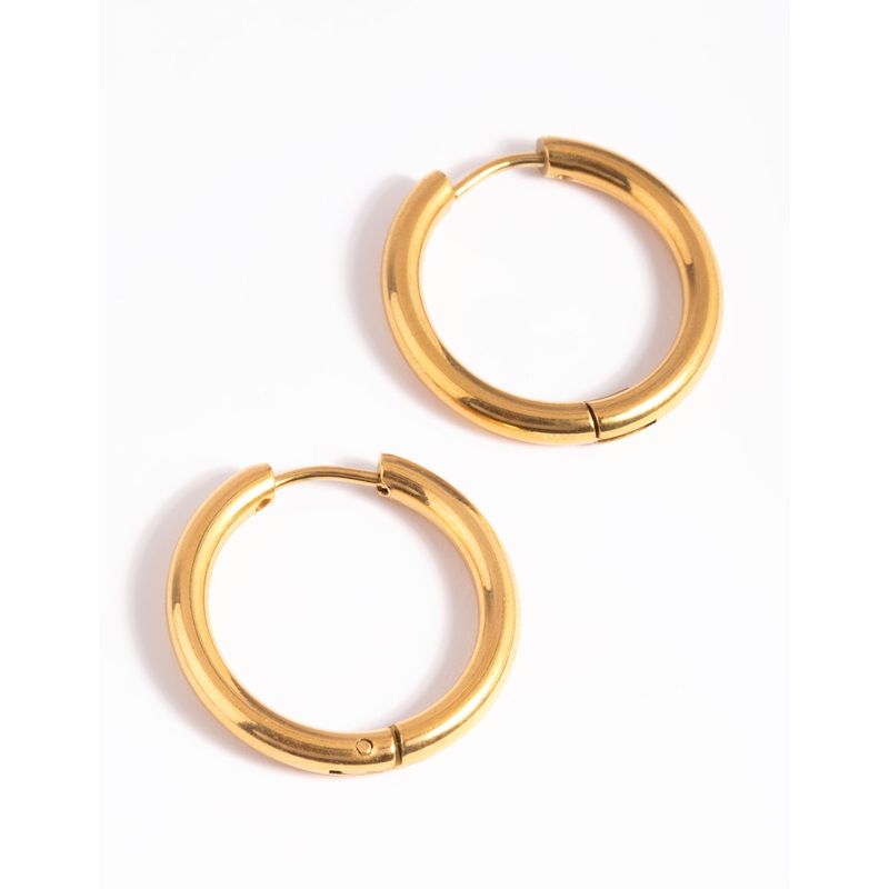 Waterproof Gold Plated Stainless Steel Classic Huggie Hoop Earrings