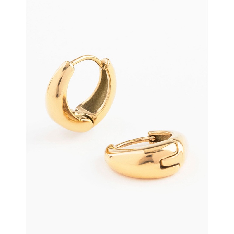 Waterproof Gold Plated Stainless Steel Mini Drop Huggie Earrings