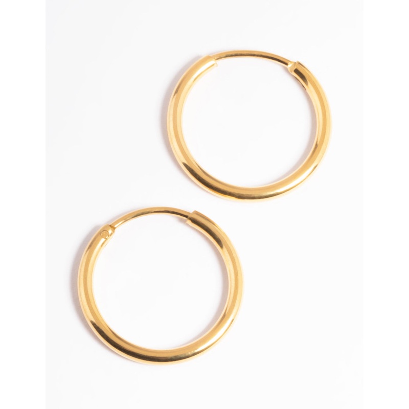 Waterproof Gold Plated Stainless Steel Thin Small Huggie Earrings