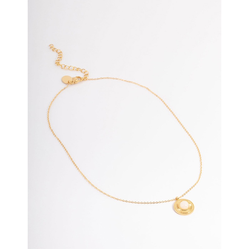 Waterproof Gold Plated Stainless Steel Vintage Rounded Pendant Necklace