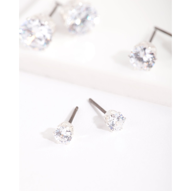 Cubic Zirconia Round Stud Earring Pack