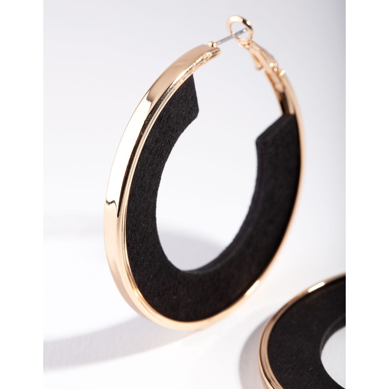 Gold Black Inner Hoop Earrings