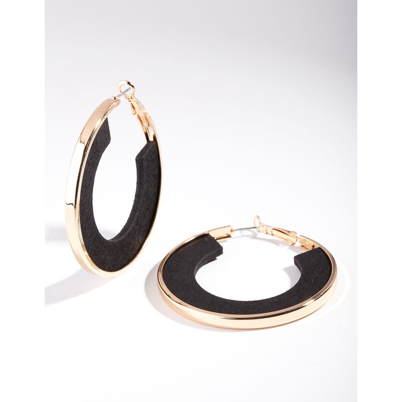 Gold Black Inner Hoop Earrings