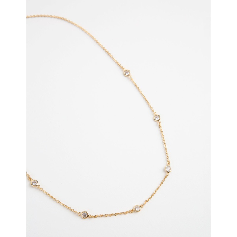 Gold-Plated Seven Crystal Necklace