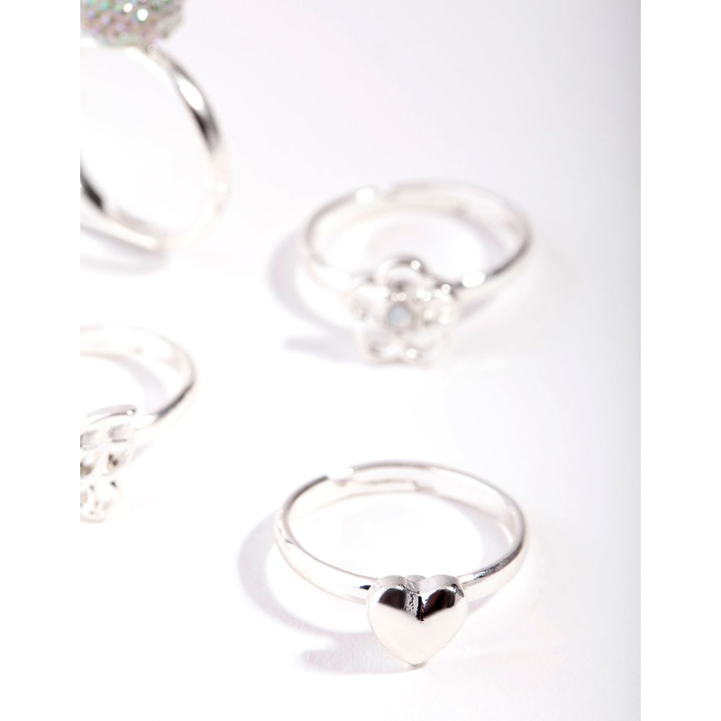 Kids Silver Butterfly Ring 6-Pack