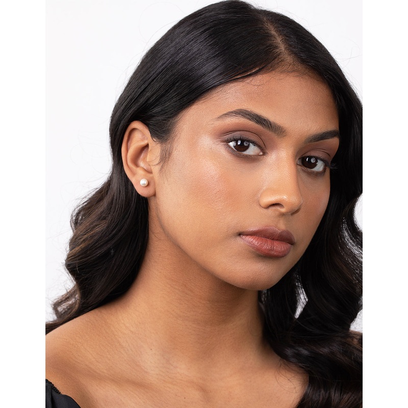 Pearlise Cubic Zirconia Stud Earrings Duo