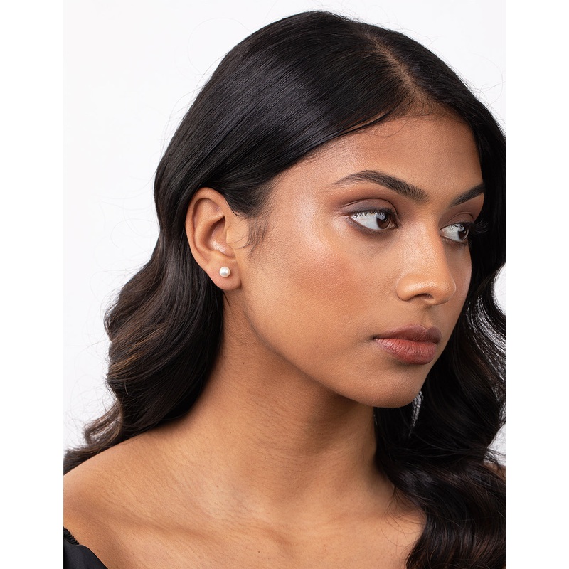 Pearlise Cubic Zirconia Stud Earrings Duo