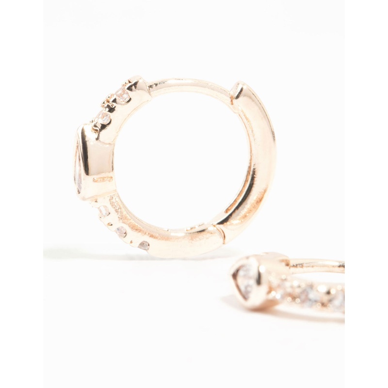 Rose Gold Plated Diamante Pave Hoop Earrings