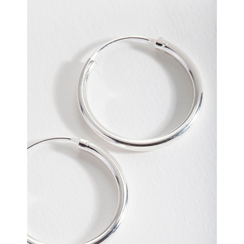 Sterling Silver Shiny 25mm Hoop Earrings