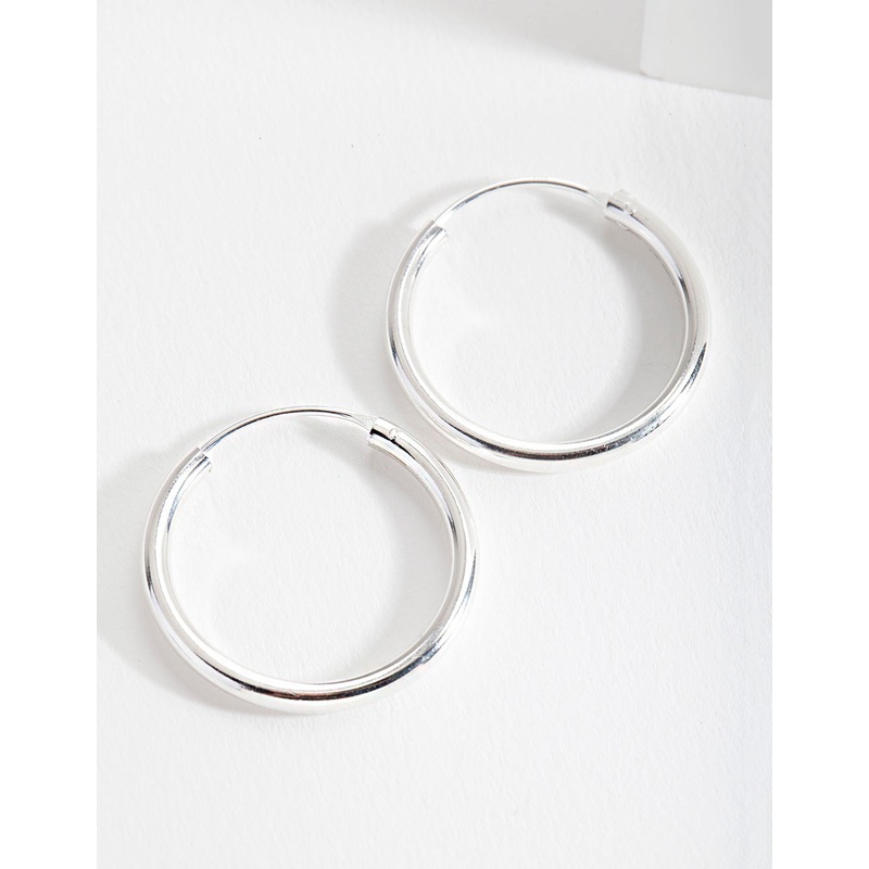Sterling Silver Shiny 25mm Hoop Earrings