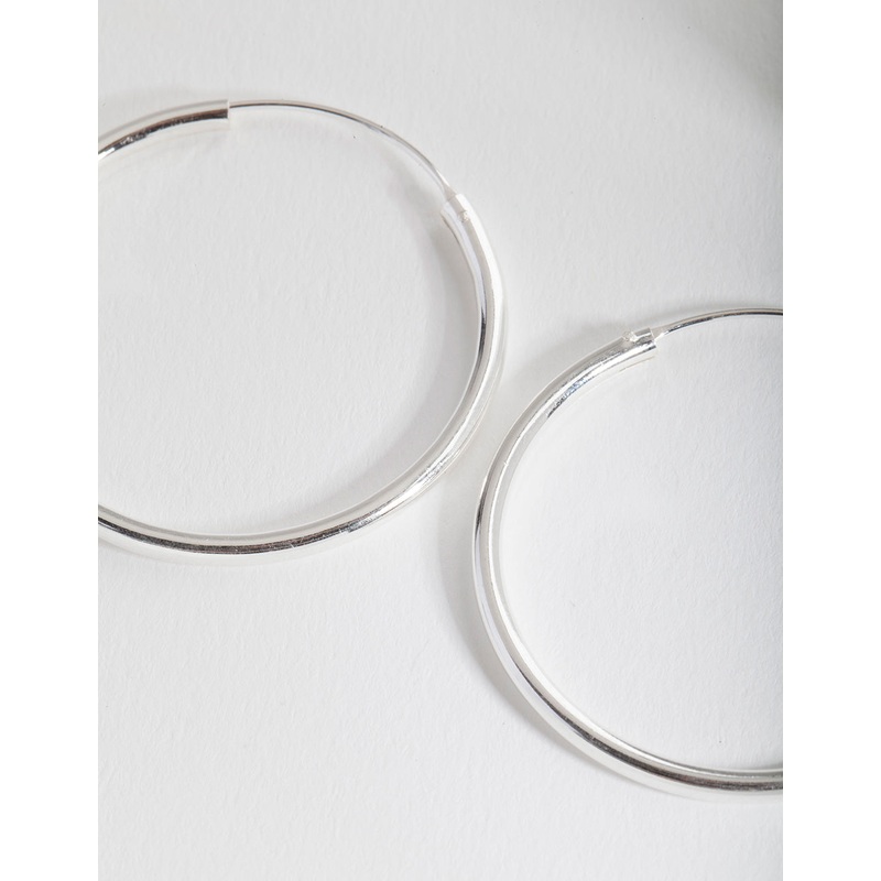 Sterling Silver Thick Hoop Earrings