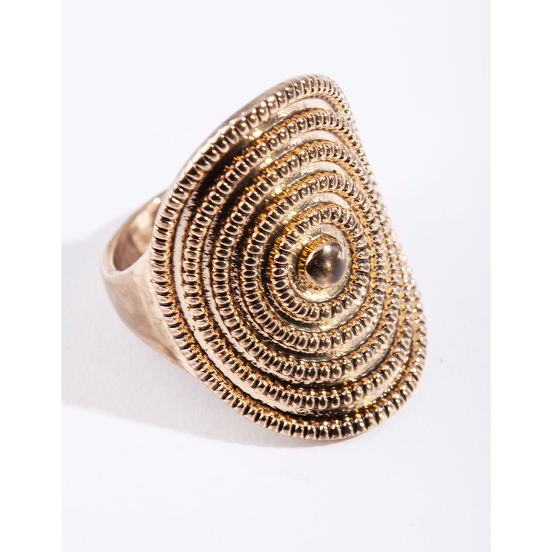 Antique Gold Textured Ring|SM|ML