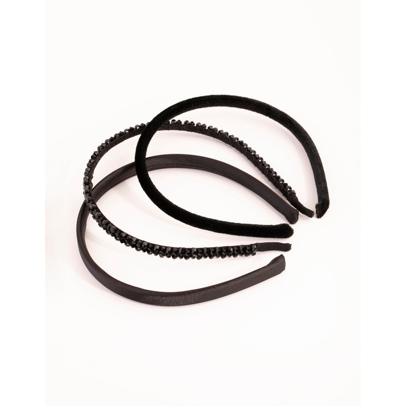 Beaded Velvet & Satin Headband Pack