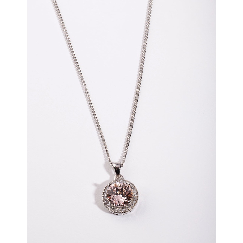 Diamond Simulant Peach Circle Necklace