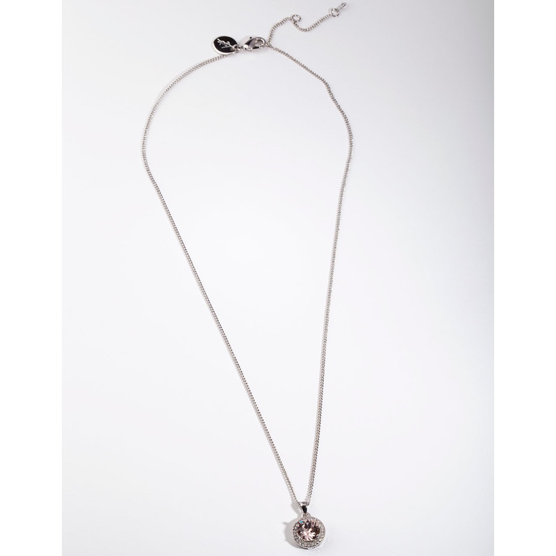 Diamond Simulant Peach Circle Necklace