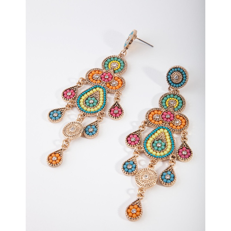 Gold Bug Seed Bead Set Earrings