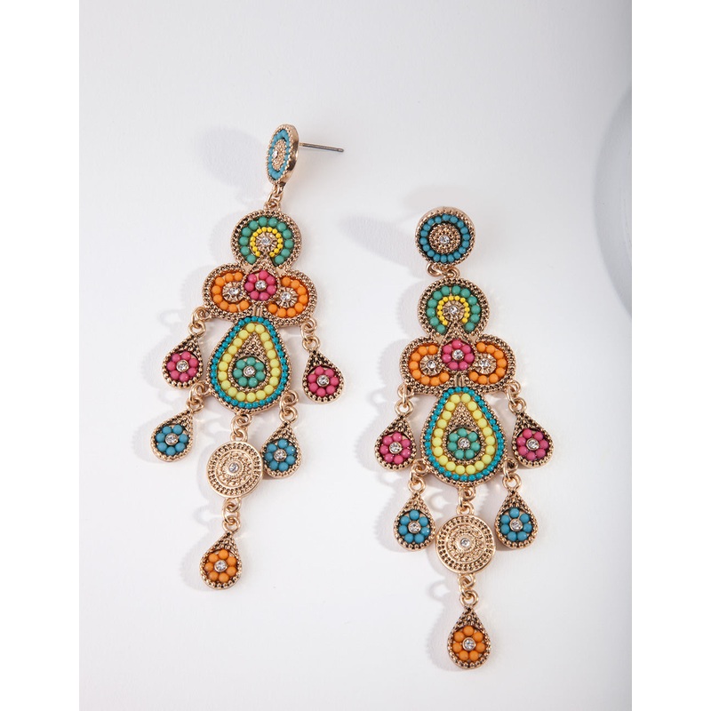 Gold Bug Seed Bead Set Earrings