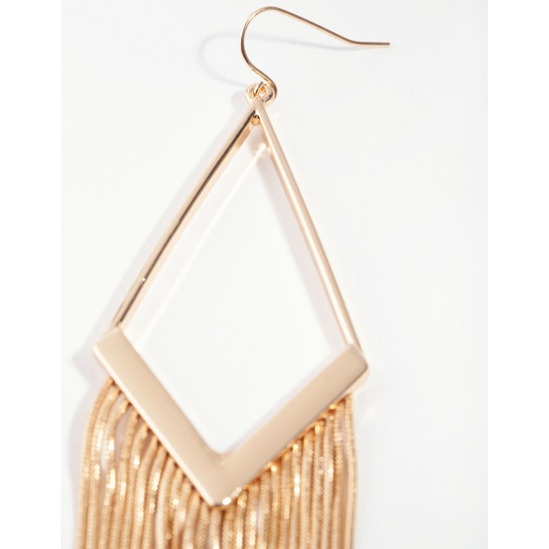 Gold Diamond Shaped Snakechain Earrings