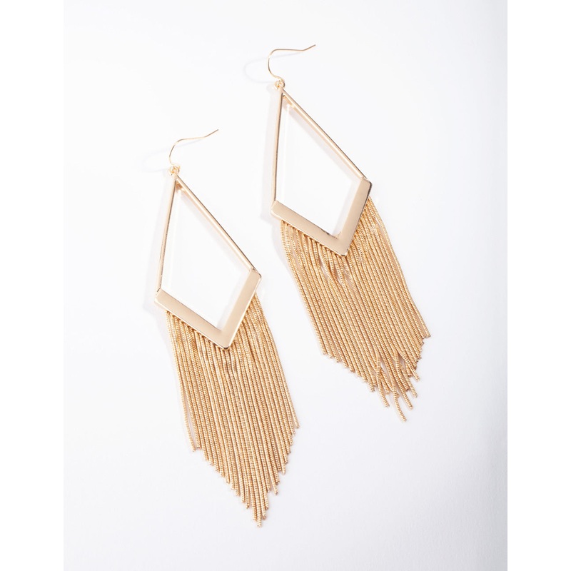 Gold Diamond Shaped Snakechain Earrings