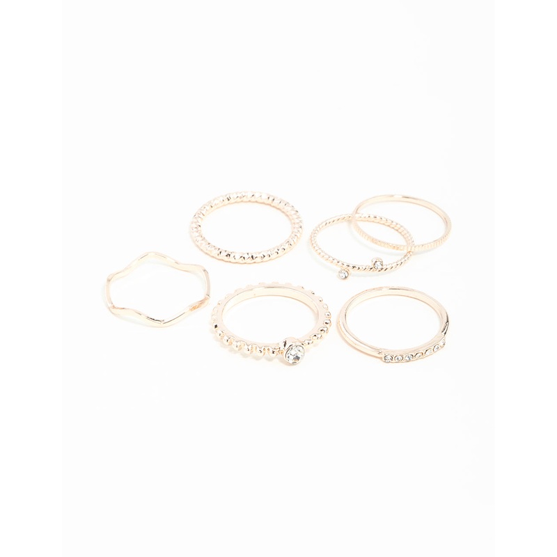 Rose Gold Diamante Band 6-Pack