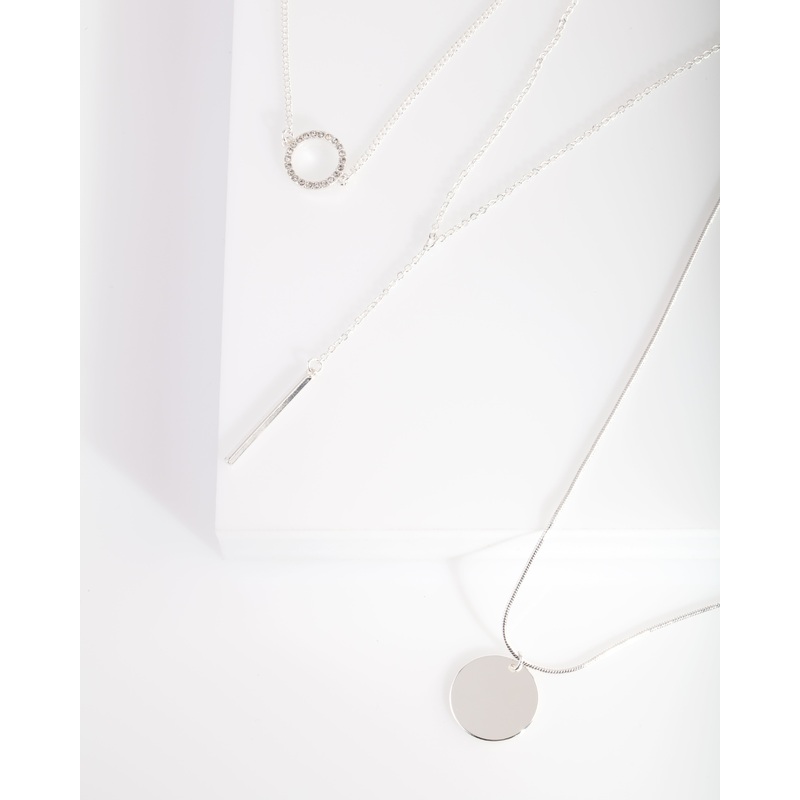 Silver Chain Set Heart Pendant Necklace