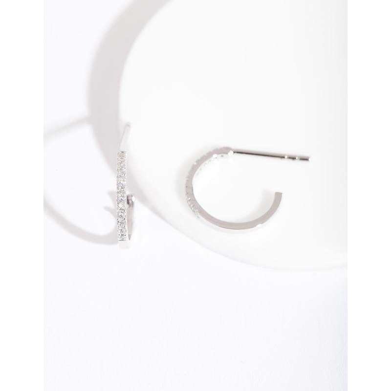 Silver Cubic Zirconia Open Hoop Earrings