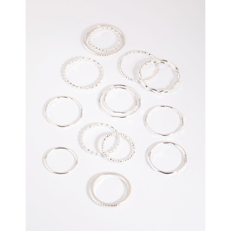 Silver Mixed Band Ring Pack