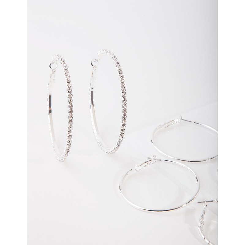 Silver Statement Diamante Earring Pack