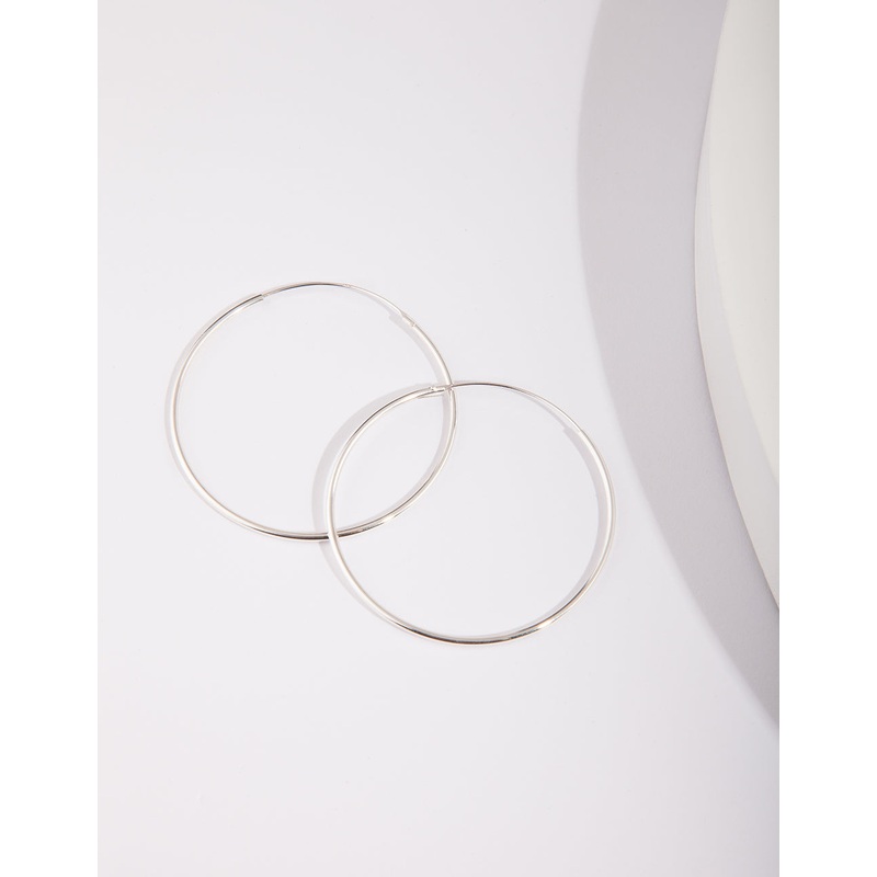 Sterling Silver Thread Polished Hoop Earrings