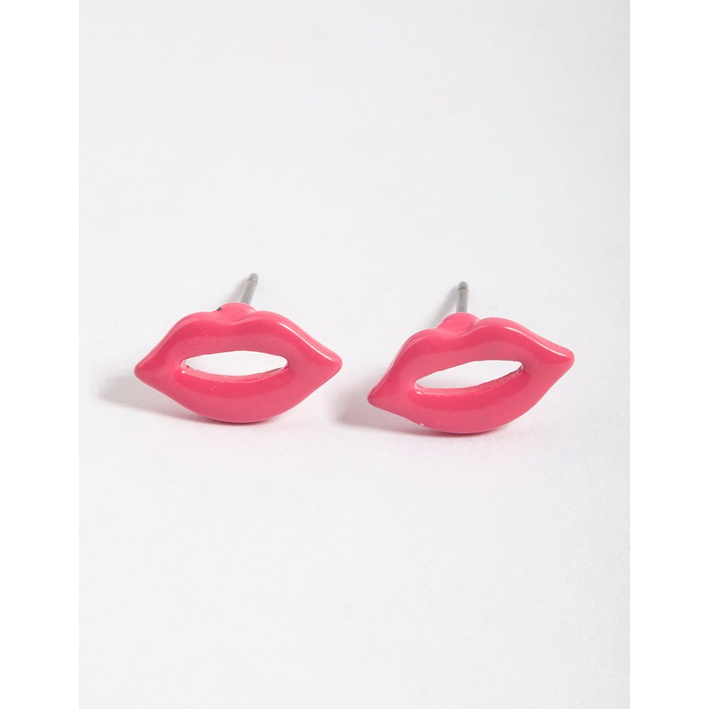 Fuchsia Open Lips Stud Earrings