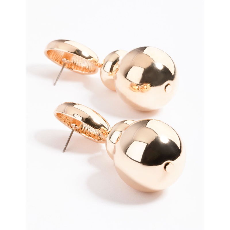 Gold Ball Ball Drop Earrings